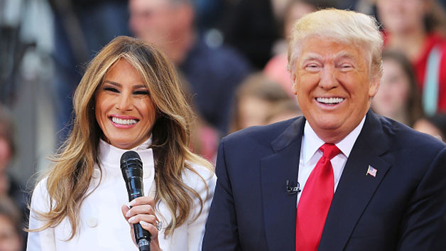 NEW YORK, NY - APRIL 21: Republican presidential candidate Donald Trump sits with his wife Melania Trump while appearing at an NBC Town Hall at the Today Show on April 21, 2016 in New York City. The GOP front runner appeared with his wife and family and took questions from audience members. (Photo by Spencer Platt/Getty Images)