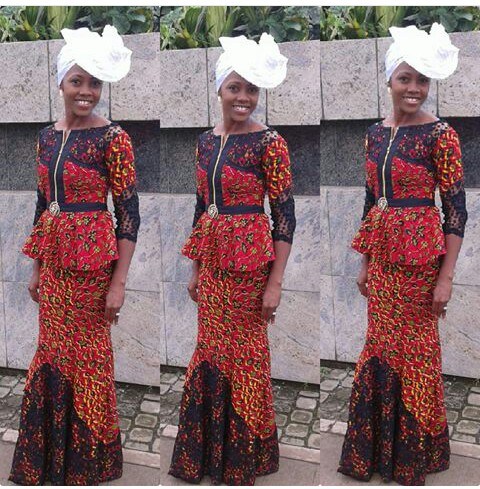 ankara mixed with lace dresses