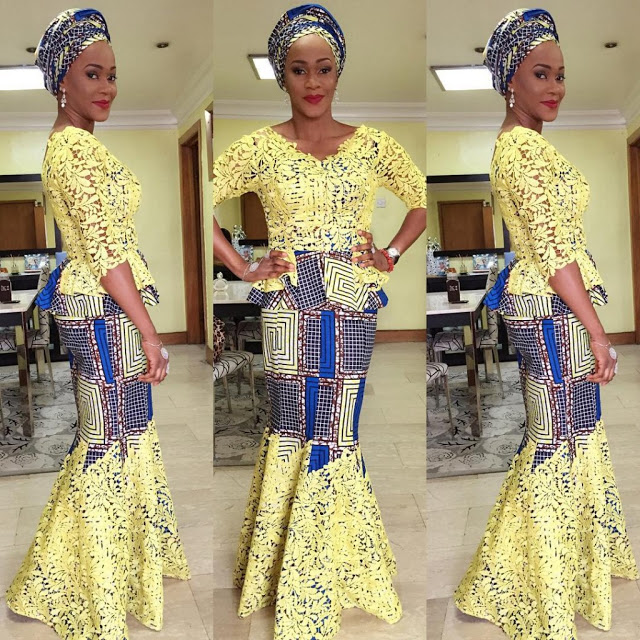 Lace dress with Ankara elements