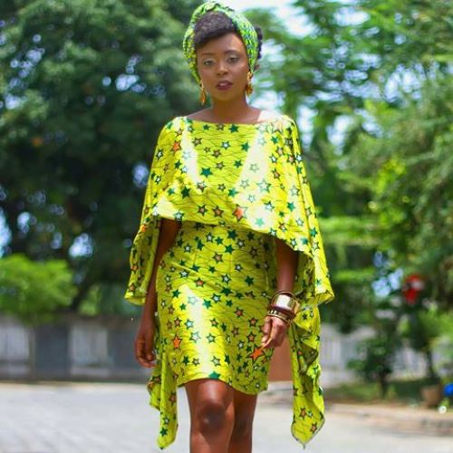 ankara gown with cape