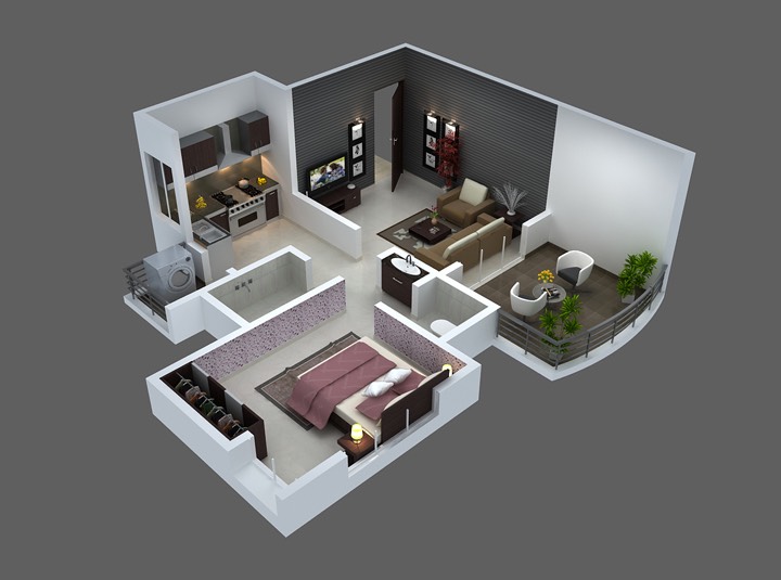 single room self contain house plan
