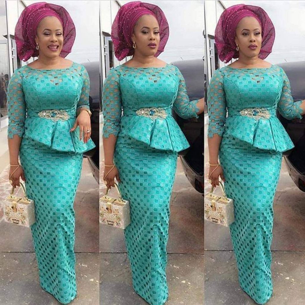 Aso Ebi Style Mint Lace Prom Dresses Long Mermaid African Nigerian