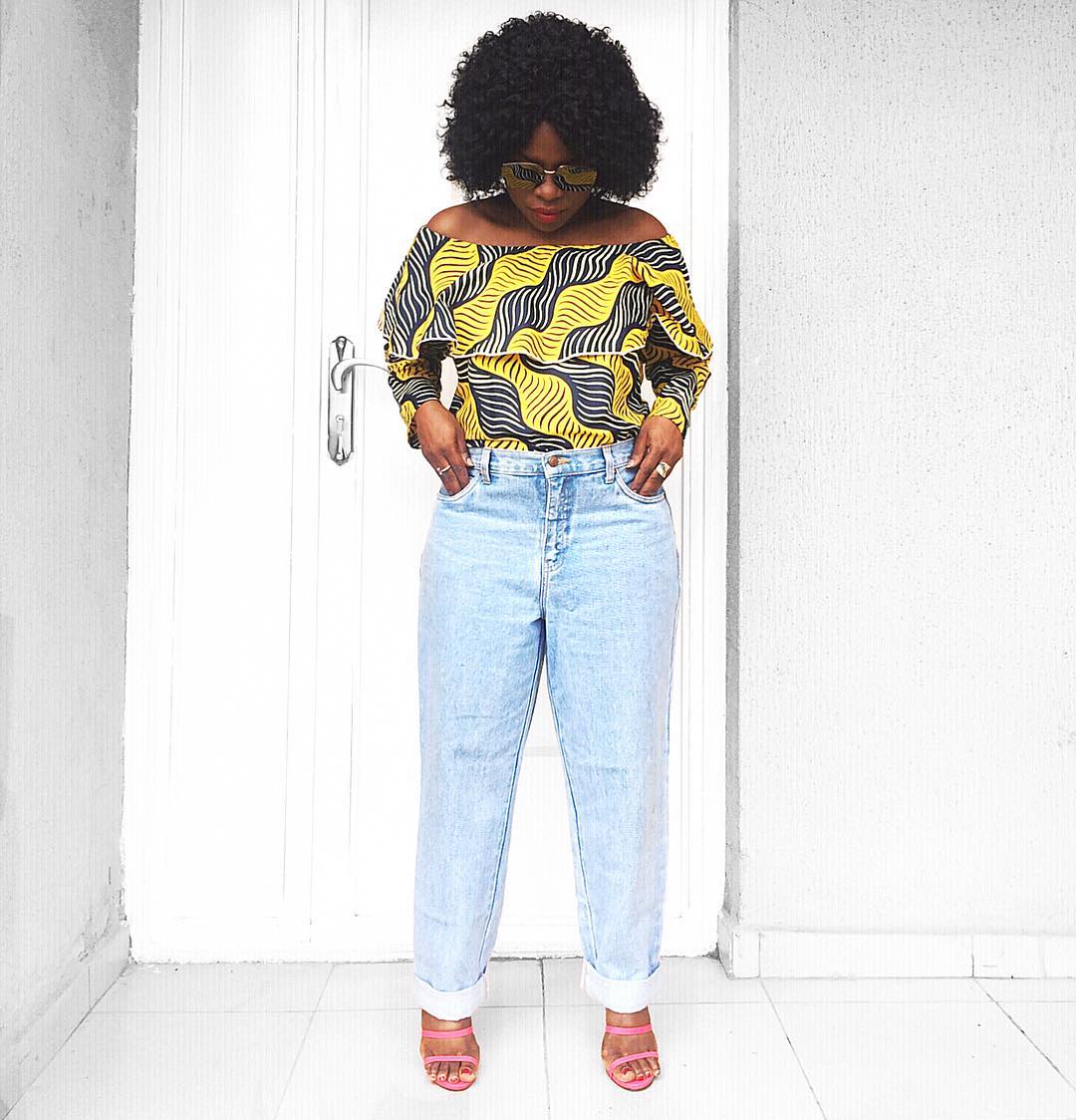 ankara blouse on jeans