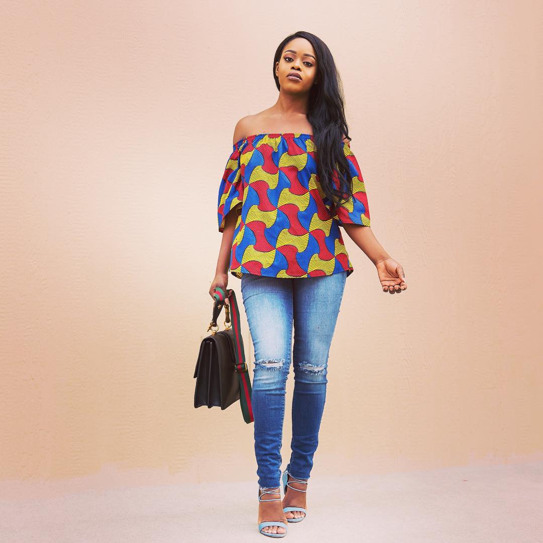 off shoulder ankara tops with jeans